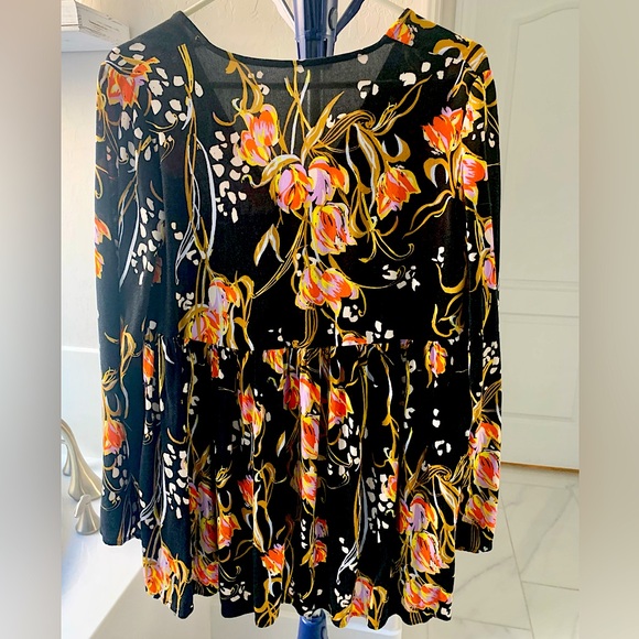 Free People Bella Floral Print Babydoll Waist Tunic Top - Picture 7 of 11